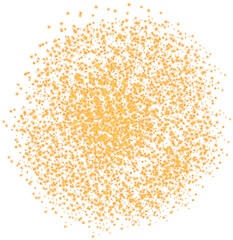 Golden scattering of small particles of sugar crystals, flying salt, top view of baking flour. Golden powder, powdered sugar explosion isolated on transparent background. PNG.