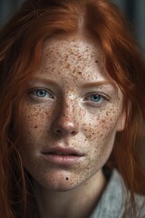 a cropped shot of a woman with freckles