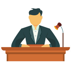 Witness in a witness stand flat style vector illustration, witness in court, witness in testimony box, and witness box stock vector image - obrazy, fototapety, plakaty