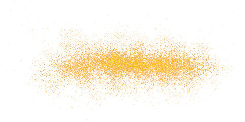 Golden scattering of small particles of sugar crystals, flying salt, top view of baking flour. Golden powder, powdered sugar explosion isolated on transparent background. PNG.