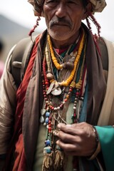 cropped shot of an unrecognizable man performing a pilgrimage to mt tibet
