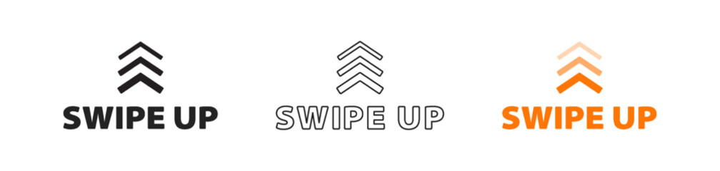 Swipe up, arrows up, colorful gradient, orange and black icon buttons. Vector, scroll pictogram. EPS 10