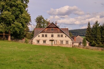 Fototapeta na wymiar A lodge in the countryside at National Park Sumava, Czech republic