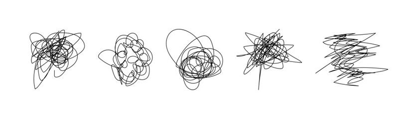 Hand drawn doodle set with abstract tangled scribbles. Vector illustration design. - obrazy, fototapety, plakaty