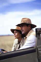 shot of a man out on safari with his wife