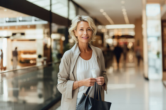 AI generated image of mature female in shopping mall