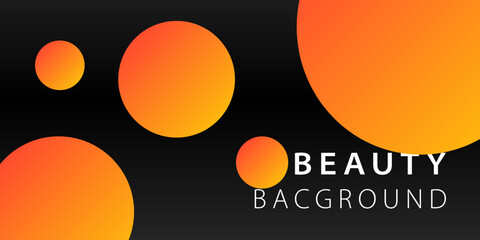 Vector illustration of orange circles of different sizes on a black, dark background. Abstract design with contrasting colors, creating an impressive effect. (EPS 10)