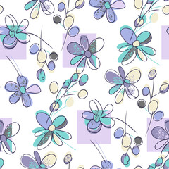 Simple Flowers Seamless Pattern