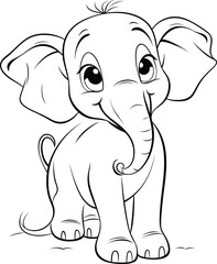 Cute elephant stands ans smiles