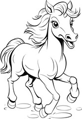 Cute horse jumps and smiles