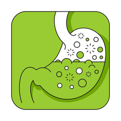 Gastric acid icon with stomach juice