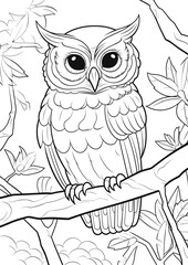 cute kind owl sitting on the tree in the forest