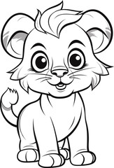 Cute lion stands and smiles