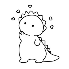 Little cute kawaii dragon coloring page for kids winter new year dragon.