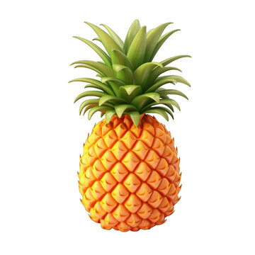pineapple 3d fruit icon isolated on transparent background