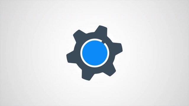 Gear icon pop in animation on white background