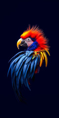 Portrait de perroquet coloré sur fond noir 