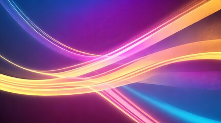 Futuristic Abstract Background with Glowing Gold, Pink, and Blue Neon Lights. 