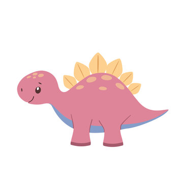 Cute childish dinosaur with spots. Cartoon vector illustration of animal for kids design