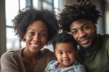 child family mother portrait father woman happy daughter son man girl female black american african  love together boy  parent  generative ai
