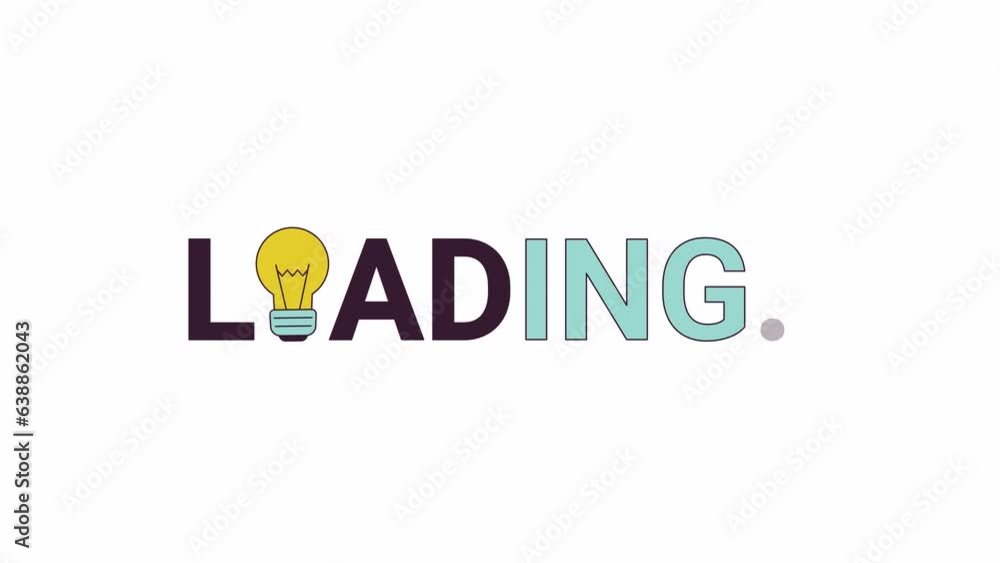 Poster light bulb glowing line 2d loading text animation. having idea eureka. insight vision animated carto