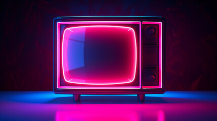 Retro TV Cyberpunk Style Vivid Neon Colors