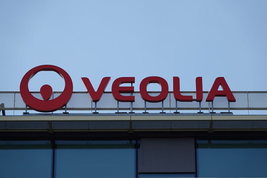 Enseigne du si&egrave;ge social de Veolia