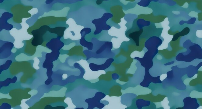 Classic military winter camouflage pattern in blue color tones. Generative AI.