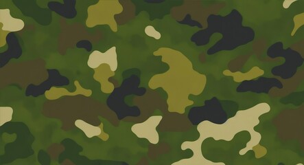 Fototapeta premium Classic military jungle camouflage pattern in green color tones. Generative AI.