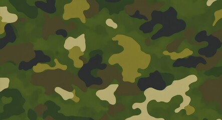 Classic military jungle camouflage pattern in green color tones. Generative AI.