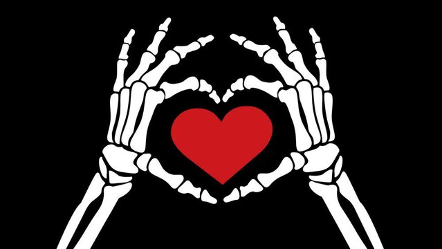 animated gesture hands heart, skeleton