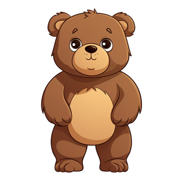 Cute bear cartoon character, illustration isolated on transparent background 