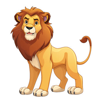Cute lion cartoon character, illustration isolated on transparent background