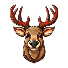  Cute reindeer cartoon character, illustration isolated on transparent background 