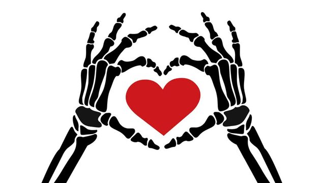 animated gesture hands heart, skeleton