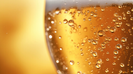 Pouring beer with bubble froth in glass, captured in a front view that features a wave curve shape. Close-up modern background of beer with bubbles in glass.

Generative AI