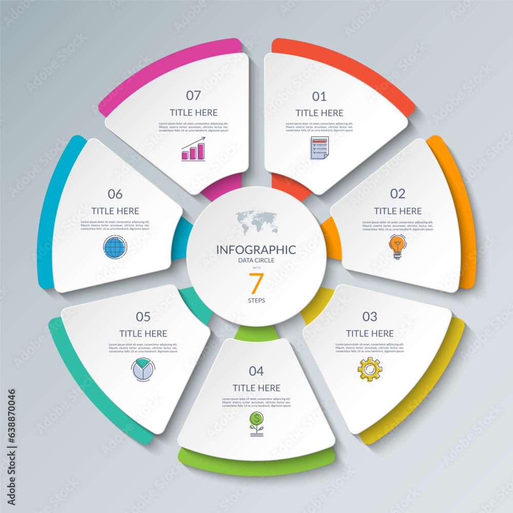 Canvas Prints vector infographic circle. cycle diagram with 7 steps. round chart that can be used for report, busi