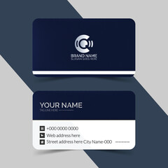  Clean and unique professional  blue and white business card template design, modern visiting card layout