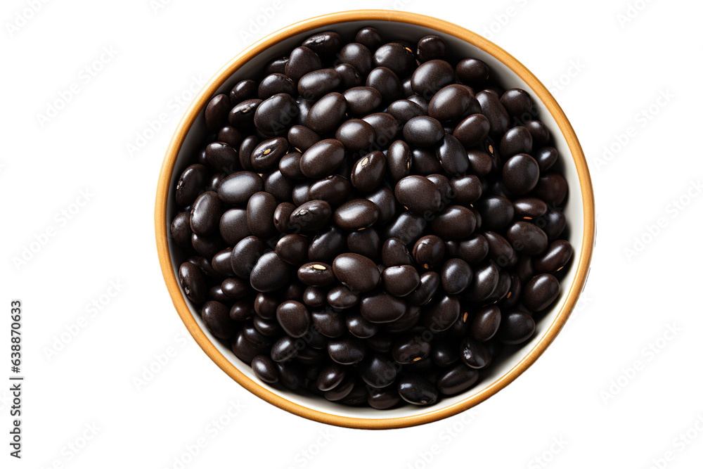 Poster black beans in the bowl on isolated background.healthy and vegan concept.created with generative ai 