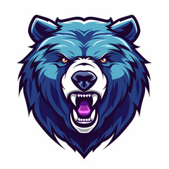 Fototapeta premium Esport bear vector logo on white background, bear icon, bear head, bear sticker