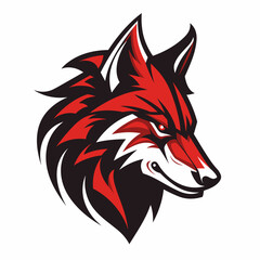 Esport wolf vector logo on white background side view, wolf icon, wolf head, wolf sticker