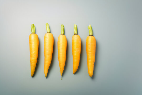Carrot on a solid color background. Isolated object in photo studio. Commercial shot with copyspace. © Ungrim