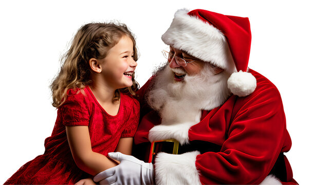 Santa claus with little girl, photo picture moment
