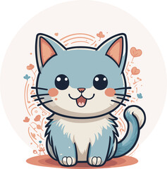 Fototapeta na wymiar Cute cat cartoon vector illustration animal nature flat