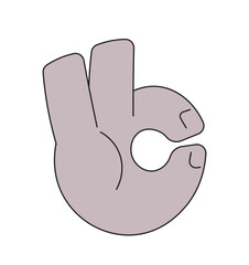 Ok gesture monochrome flat vector hand. Human hand showing accept gesture. Editable black and white thin line icon. Simple cartoon clip art spot illustration for web graphic design