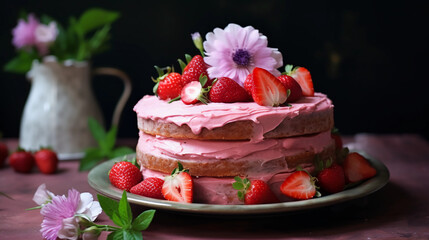 cake with strawberries