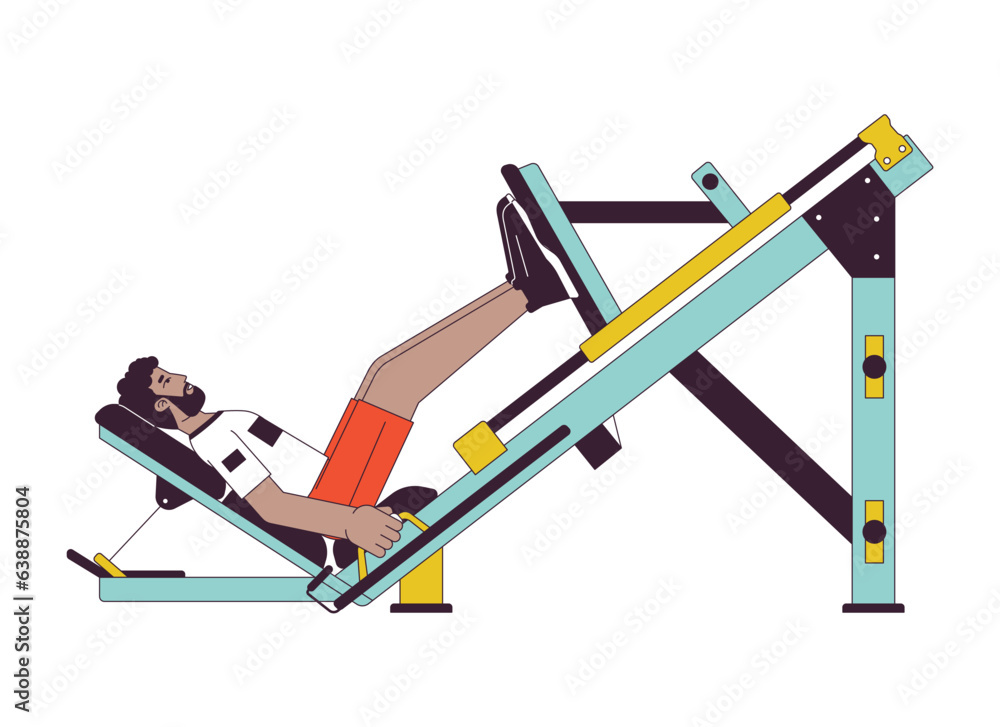Poster man pressing forward footplate on machine flat line color vector character. editable outline full bo