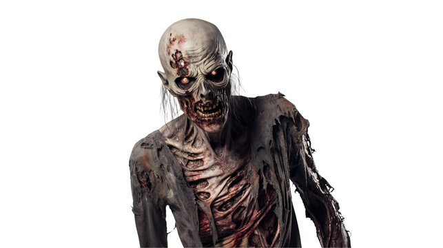 Zombie facing the camera on transparent background