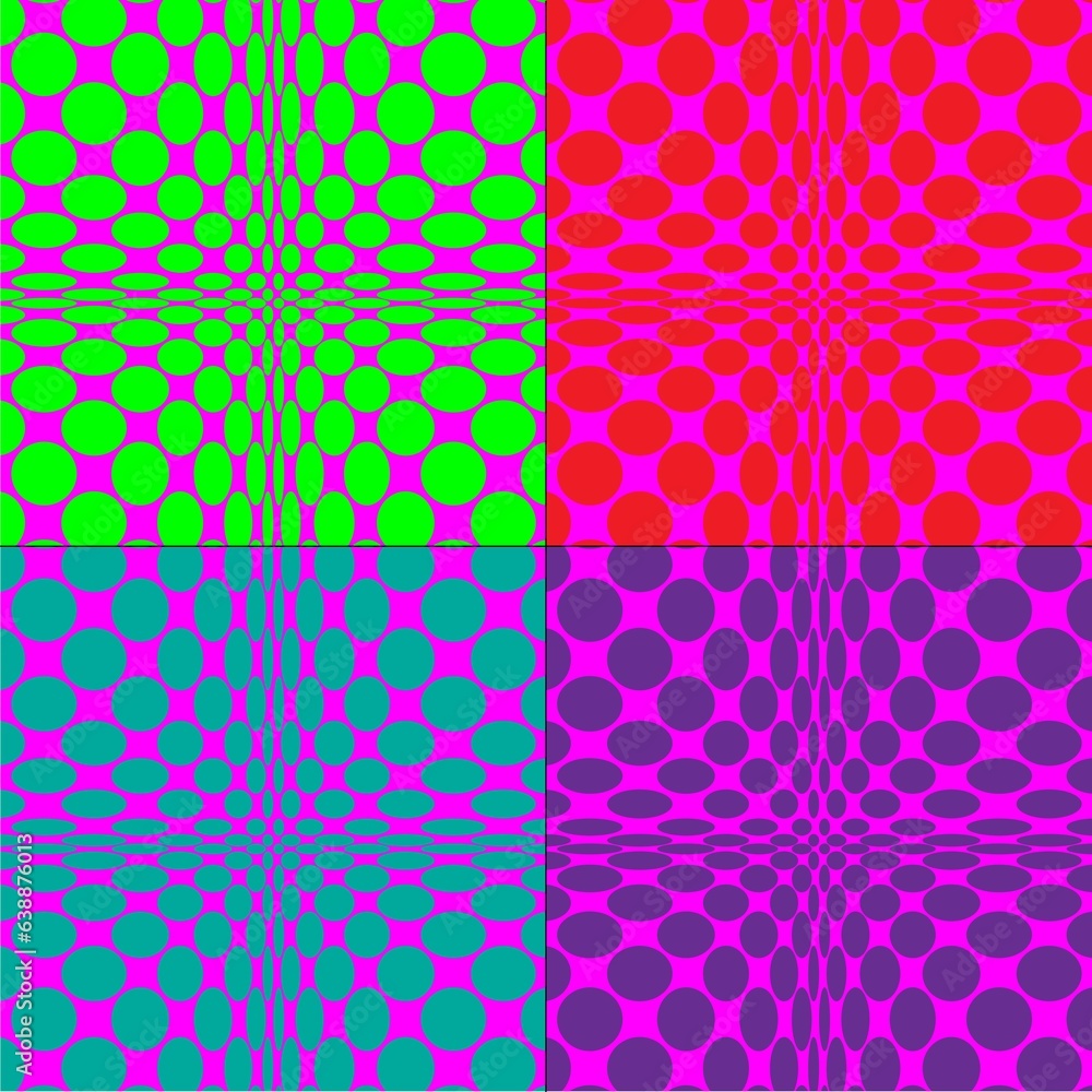 Poster op art mod vector patterns with circles and bright colors