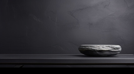 Empty black Stone tabletop, black product background, Beauty cosmetic natural product spring, mockup of empty shelf, kitchen, montage product display or design key visual layout